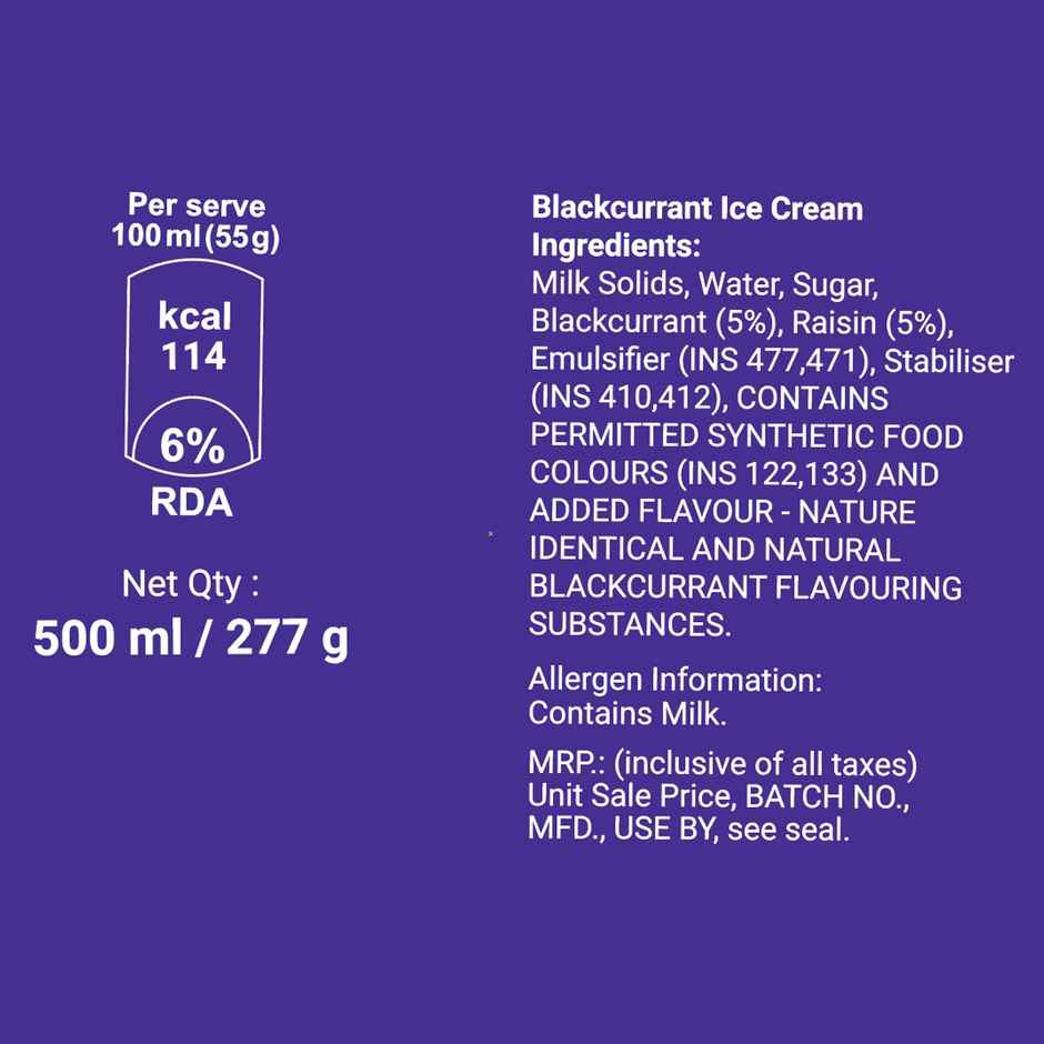 Dairy Day Black Currant Premium Ice Cream Tub