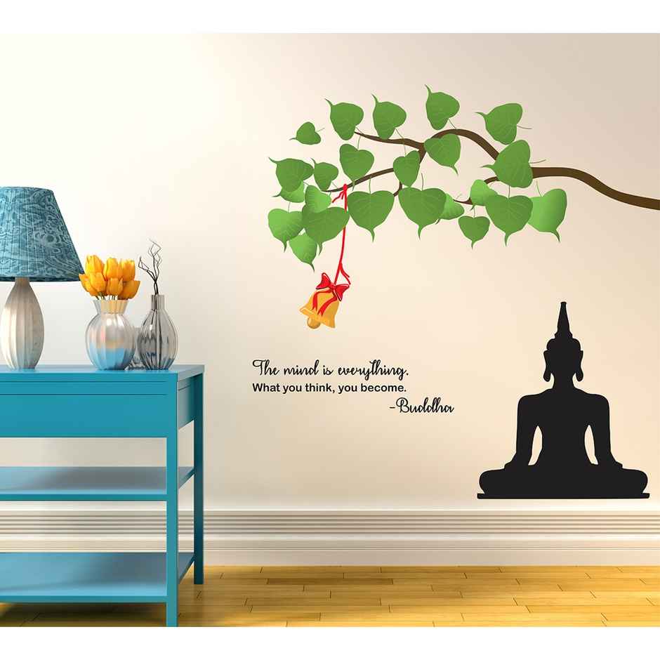 BAY6 Tree With Buddha Removable Sticker - 110cm | Pack Of 1