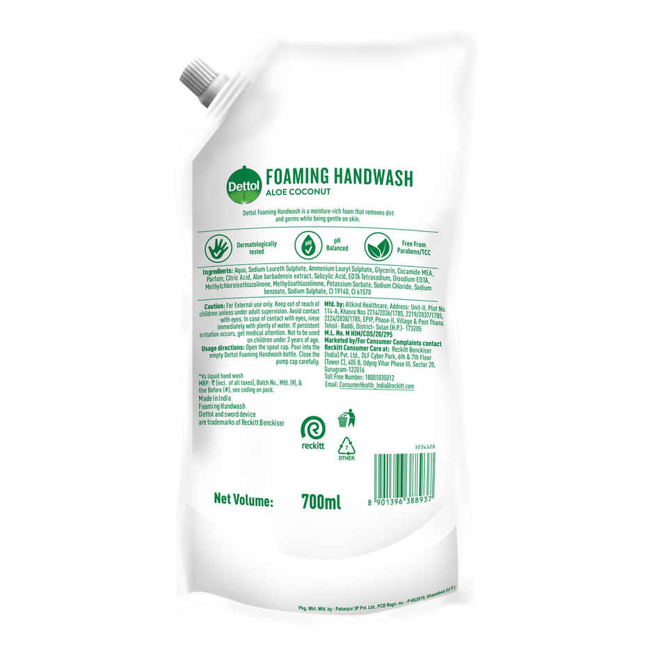 Dettol Foaming Handwash Aloe Coconut Refill Pouch