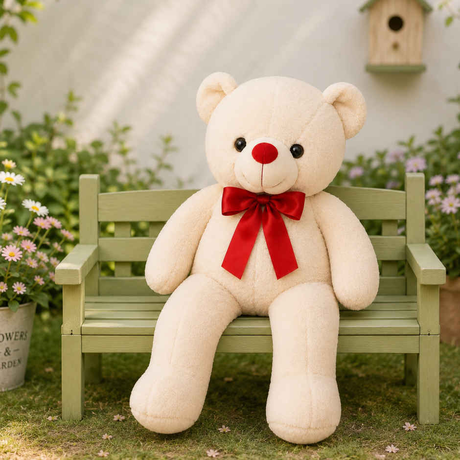 ToyTales Wolly Bear Teddy Soft Toy | Plushie Stuffed Animal Toys | Birthday Gift for Kids | Cream | 95cm