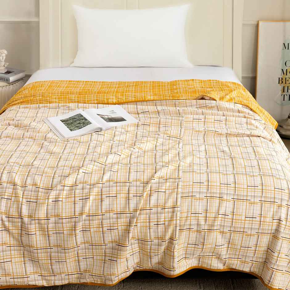 Story@home Printed Single Dohar/Duvet Cover (Cotton, Brown, White) (220x144x2 cms)