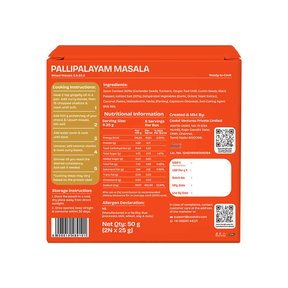 Cookd Pallipalayam Chicken & Mutton Masala - Authentic Fry Masala