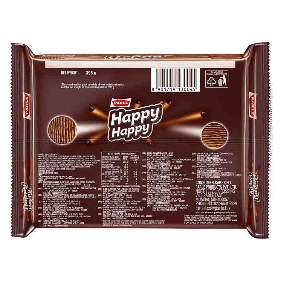 Parle Happy Happy Choco Chip Flavoured Biscuits | Artificial Flavour-free Combo