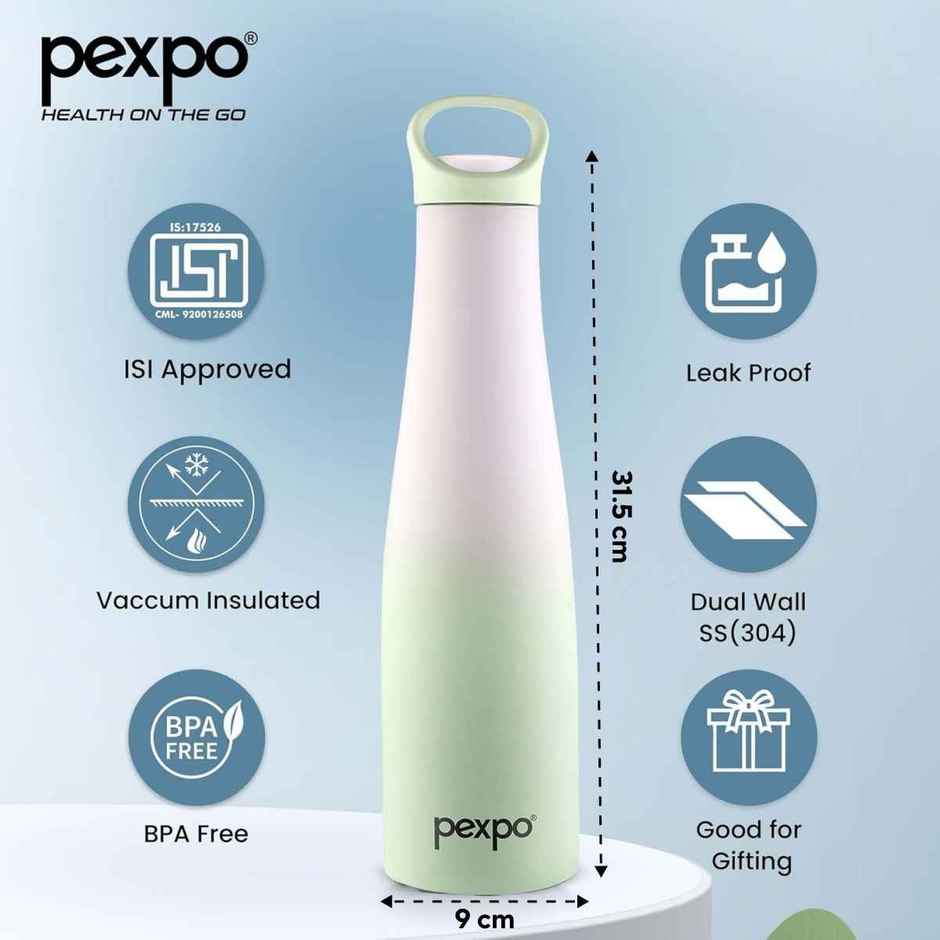 Pexpo Morocco Isi Certified Hot & Cold Insulated Bottle | 620 ml | Purple | Green Ombre Shade