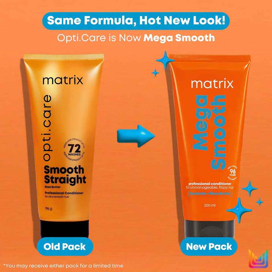 Matrix Mega Smooth Shampoo, Conditioner & Serum Combo, Defy Frizz For 4 Days, For All Hair Types