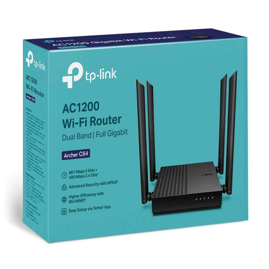 TP-Link Archer C64 AC1200 Wireless MU-MIMO Full Gigabit WiFi Router, Dual Band