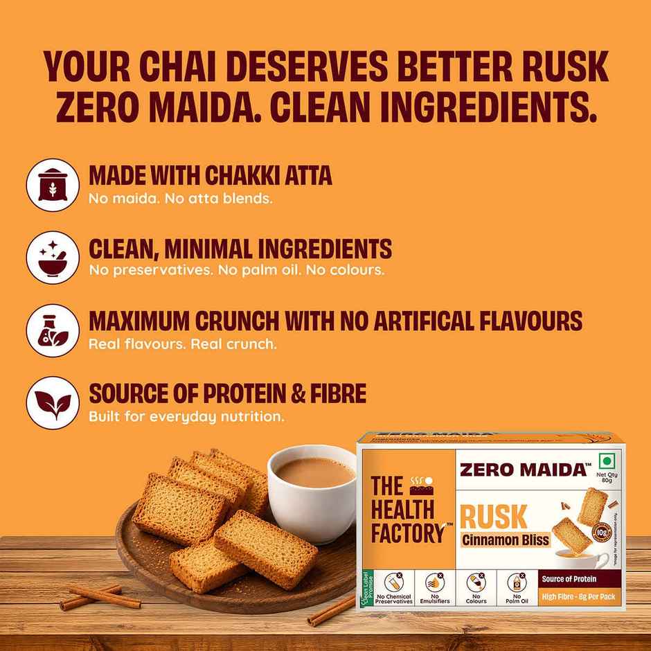 The Health Factory Cinnamon Rusk | Zero Maida