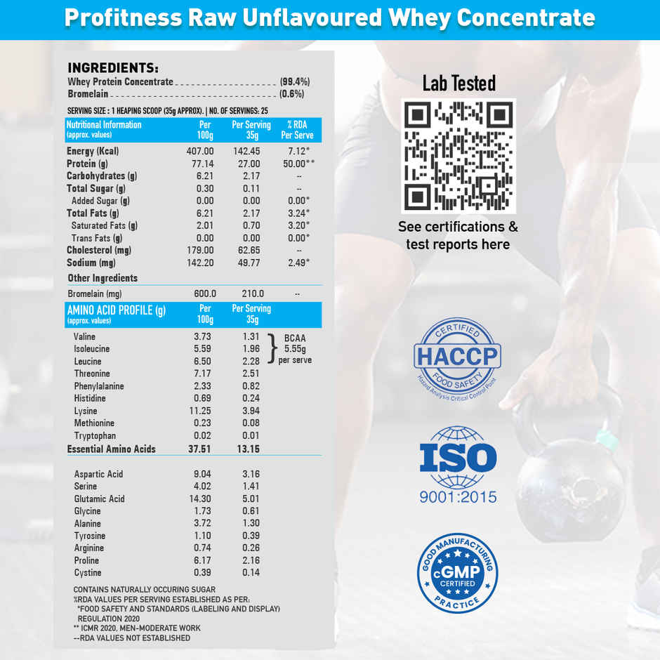 Pro.Fitness Raw Unflavored Whey Concentrate