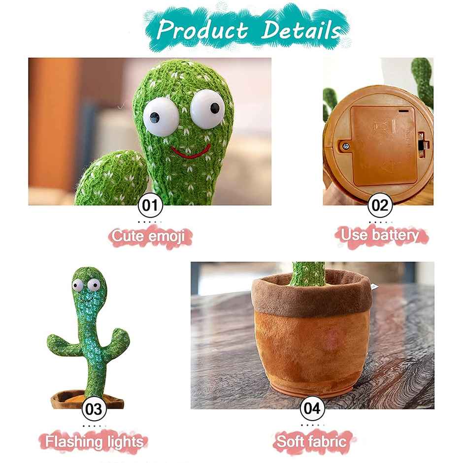 Toyshine Dancing Cactus Toy, Singing and Mimicking Toy with LED Lights