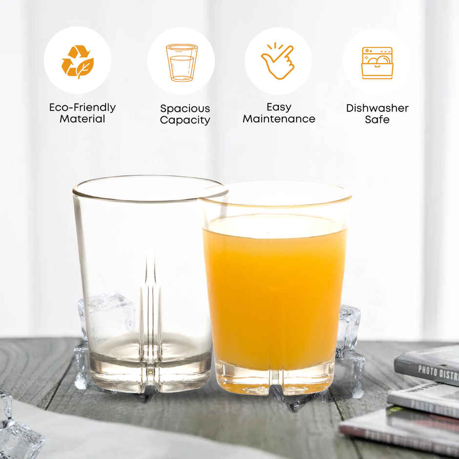 Yera Desire Series 225 ml Water/Juice Glasses Tumbler Set | 6 Pc