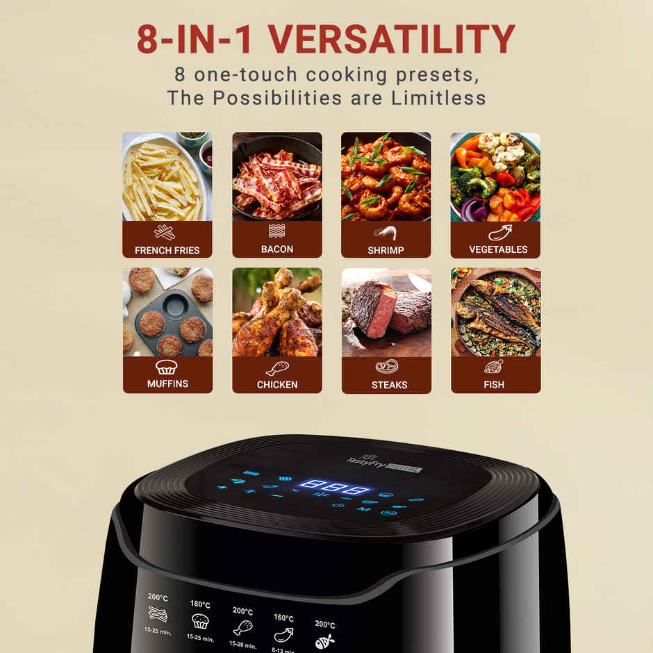 INALSA Air Fryer 1400 W Tasty Fry Digital 4.2 ltr with Air Crisp Technology,8 Preset & Digital