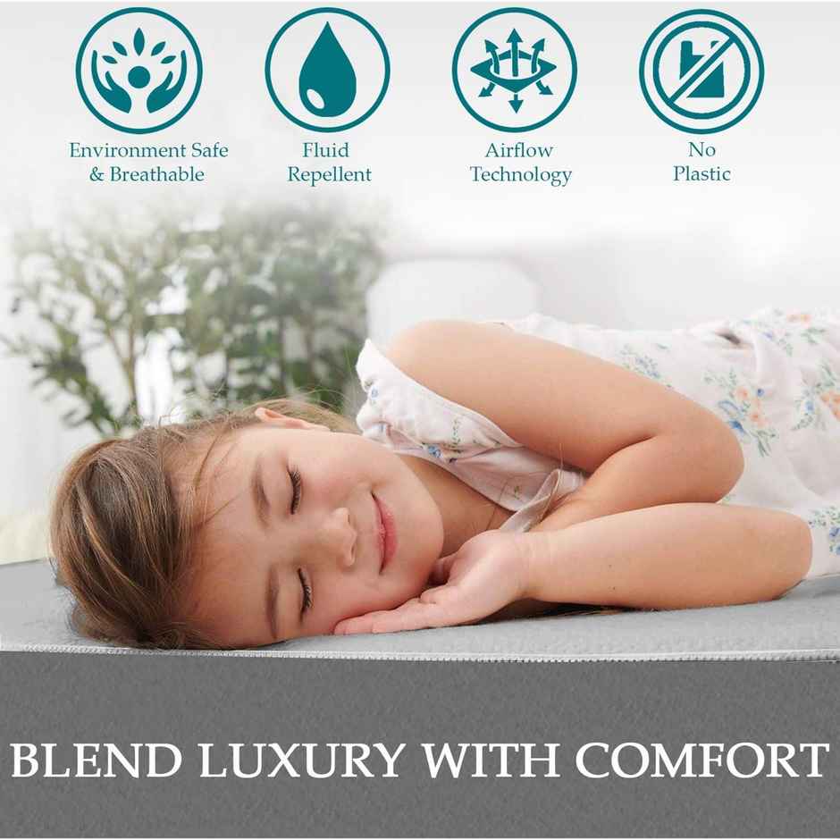 BAY6 Grey Terry Cotton 220 GSM Waterproof Mattress Protector For King Size Bed