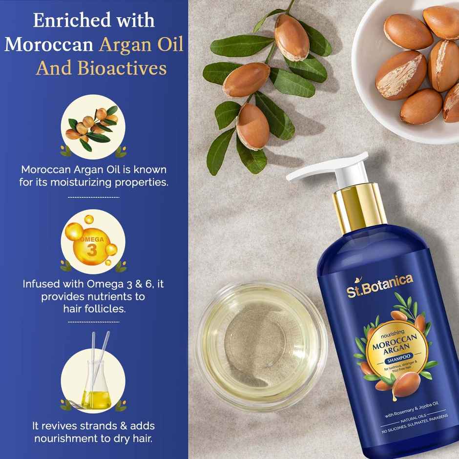 St.Botanica Moroccan Argan Hair Conditioner To Nourish Dull Dry & Frizzy Hair No Parabens(300ml) & St.Botanica Moroccan Argan Hair Shampoo To Nourish Dull Dry & Frizzy Hair No Parabens & Sulphates(300ml) Combo