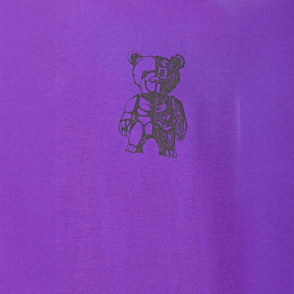 The Indian Garage Co Men's Casual Boxy Placement Print T-shirt | 1023-Mtee-165-3 | Dusted Grape - L