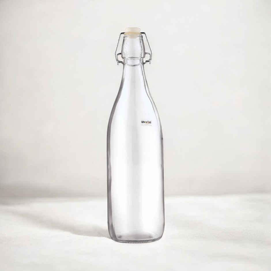 Luckyglass Glass Water Bottle With Round Base | Clear | 1 L