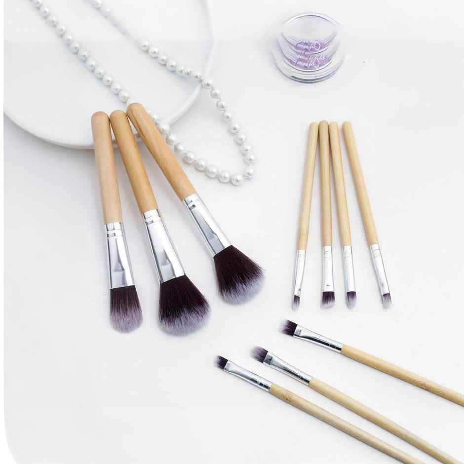 Bronson Professional Super Soft Bristles Hd Finish Bamboo Makeup Brush Set With Pouch