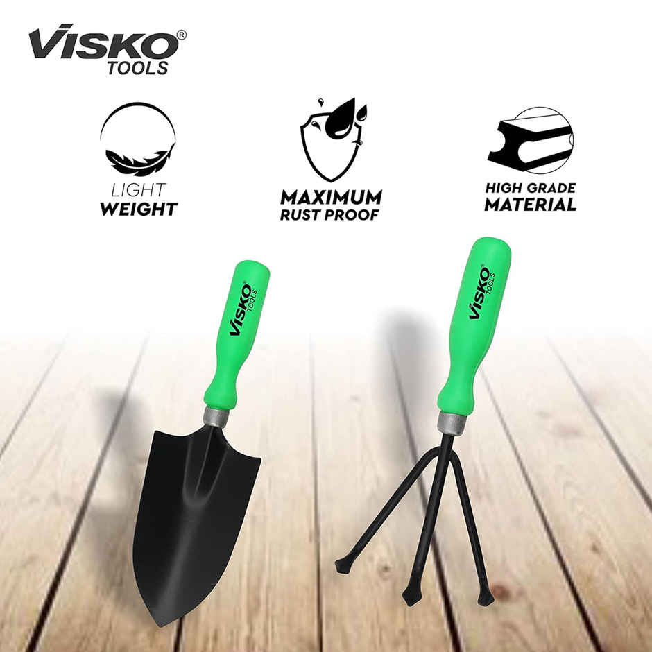 Visko 606 Gtk Garden Tool Kit | Green-Yellow And Black | 6 pcs