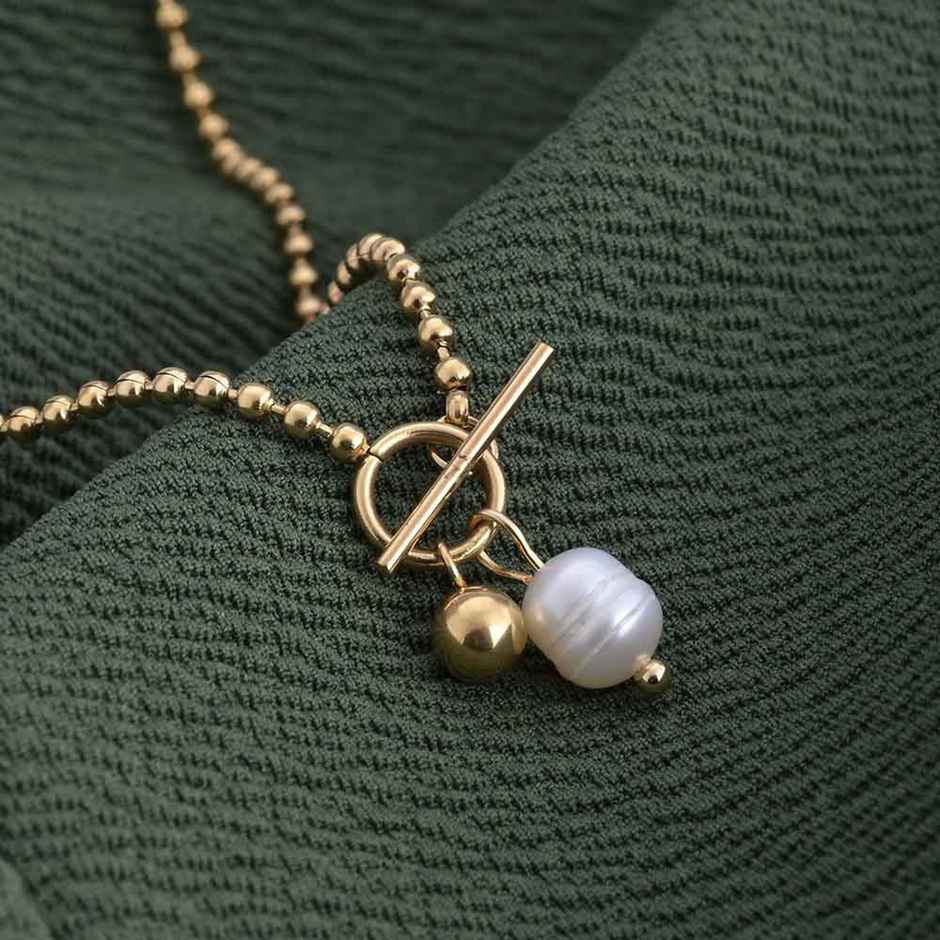 Palmonas Dainty Beaded Pearl Chain For Womens | Waterproof And Anti-Tarnish