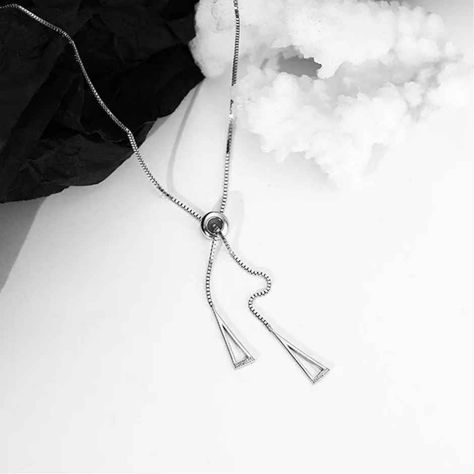 Fashion Frill Women's Long Triangle Pendant Chain Silver Onesize