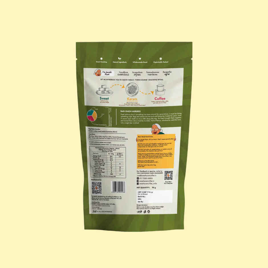 Sweet Karam Coffee Ragi Onion Murukku Crisps (Chakli) - Namkeen Snacks