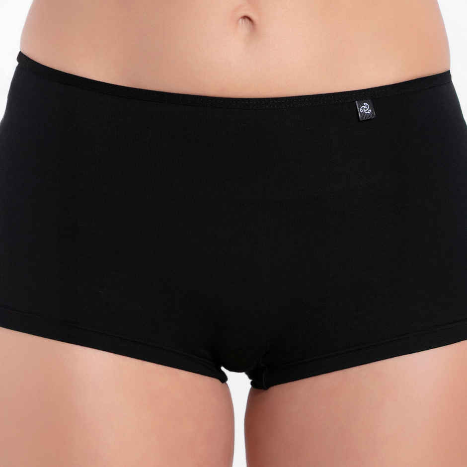 Jockey SS04 Women's Super Combed Cotton Elastane Stretch Underwear BoyShorts|Concealed Waistband | Black-S