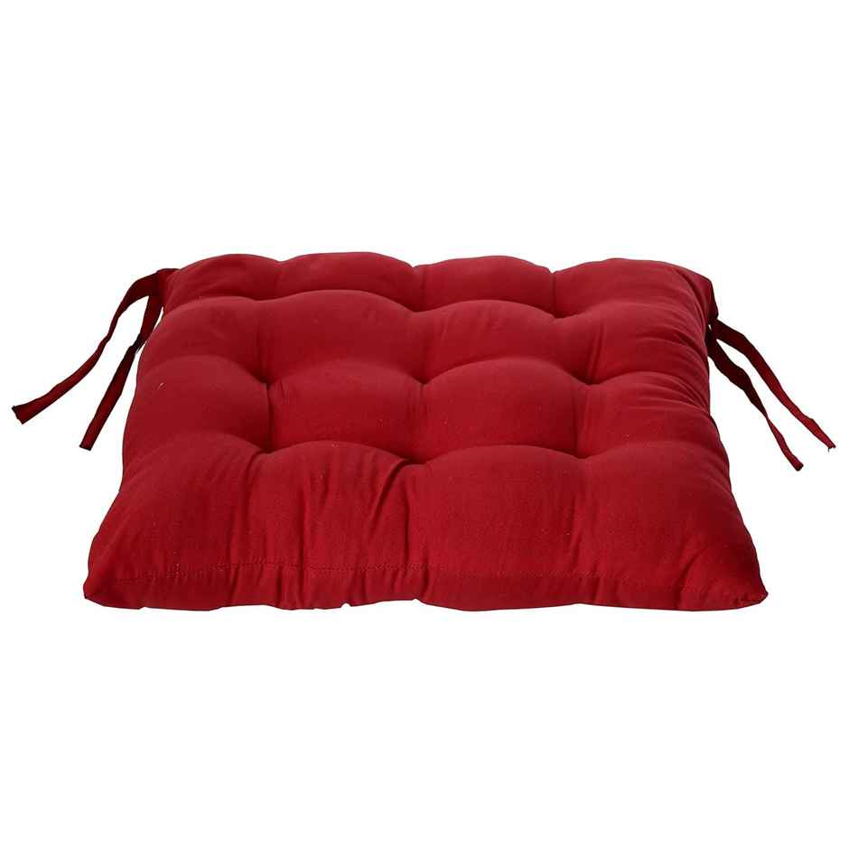 Kuber Industries Microfiber Square Chair Pad Cushion for Car | Office | Dining | Pack of 2 (Maroon)