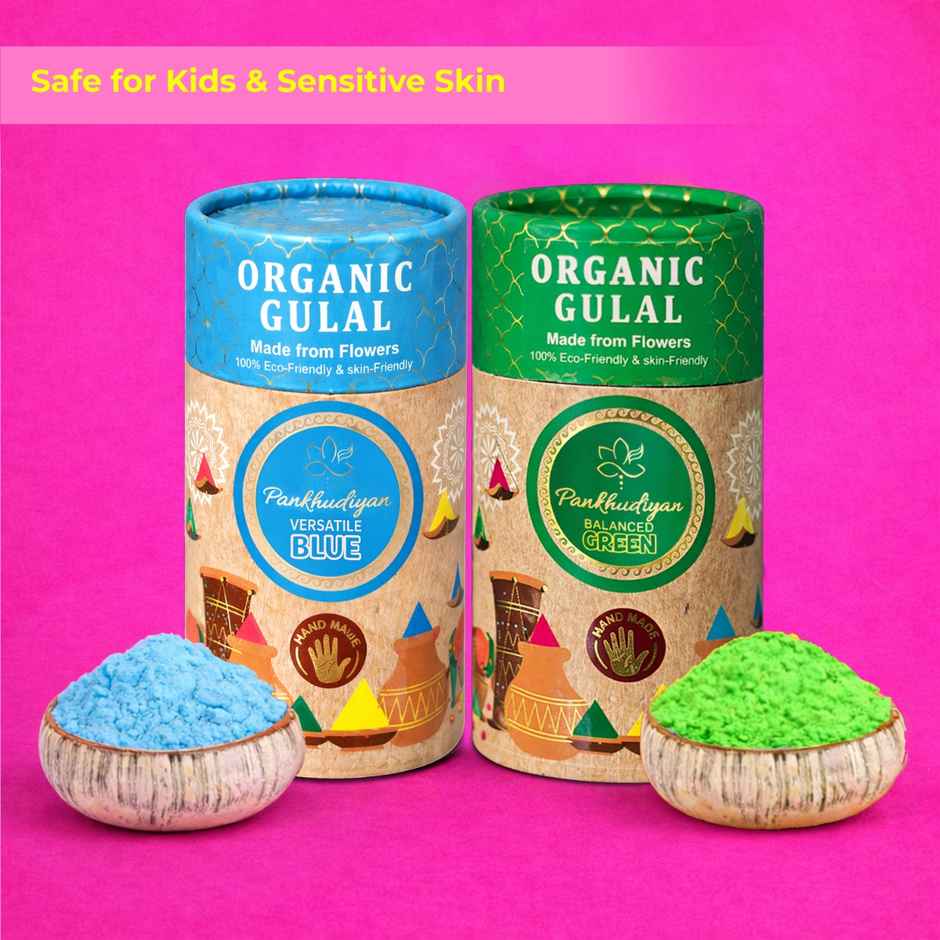Premium Certified Natural Holi Colour Gift Set with Chandan Tika, Mukhwas & Thandai | Pankhudiyan