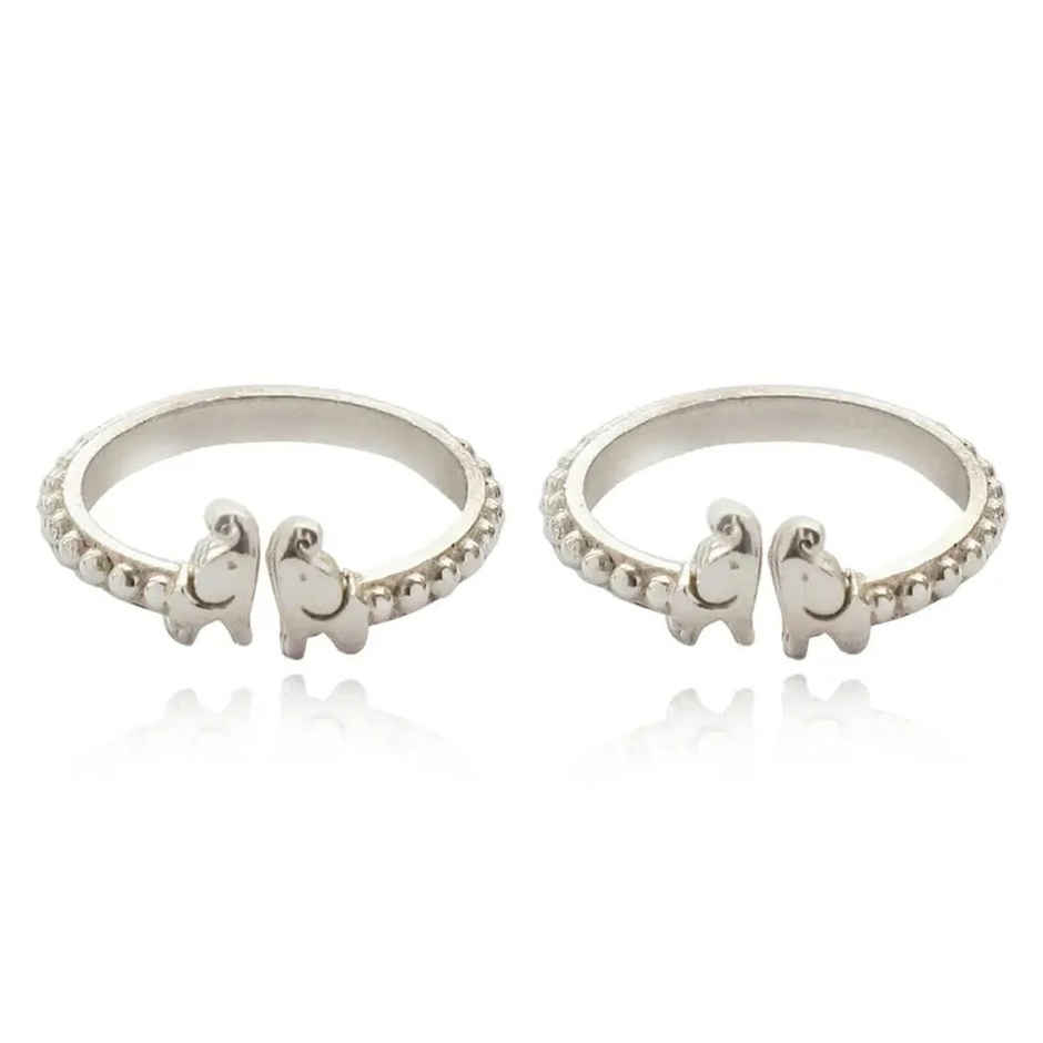 Unniyarcha Silver 92.5 Small Elephant Toe Rings