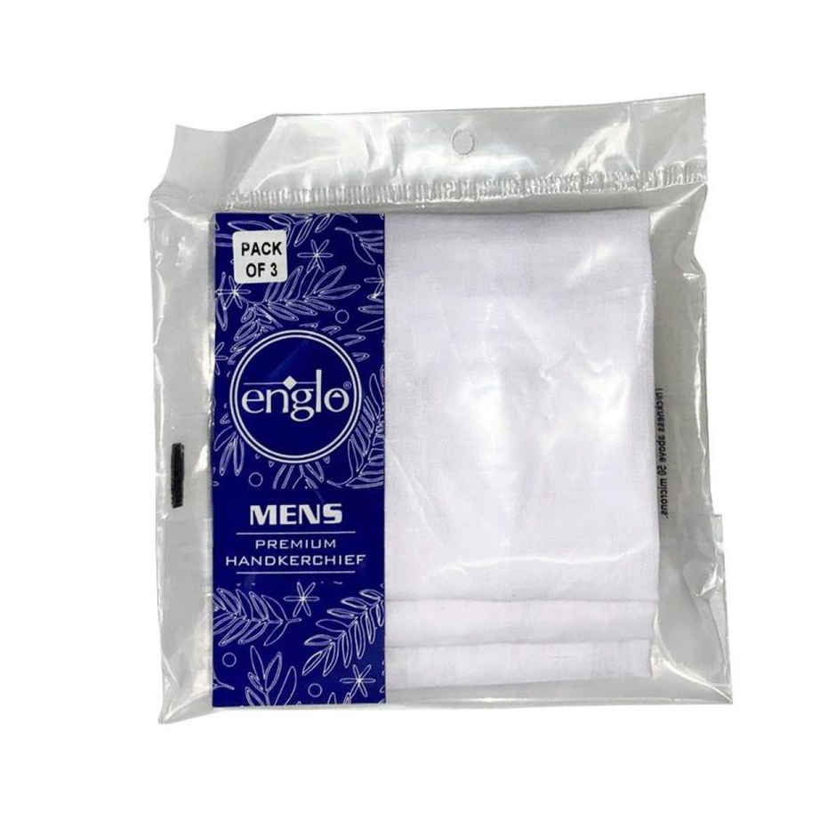 Englo Men's Solid Cotton Handkerchief | White - Free Size