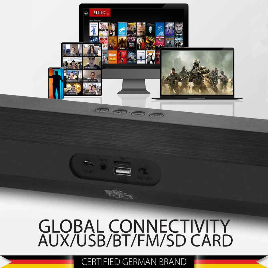 Blaupunkt Sba20 16 W Bluetooth Soundbar (Jet Black, 2.0 Channel)