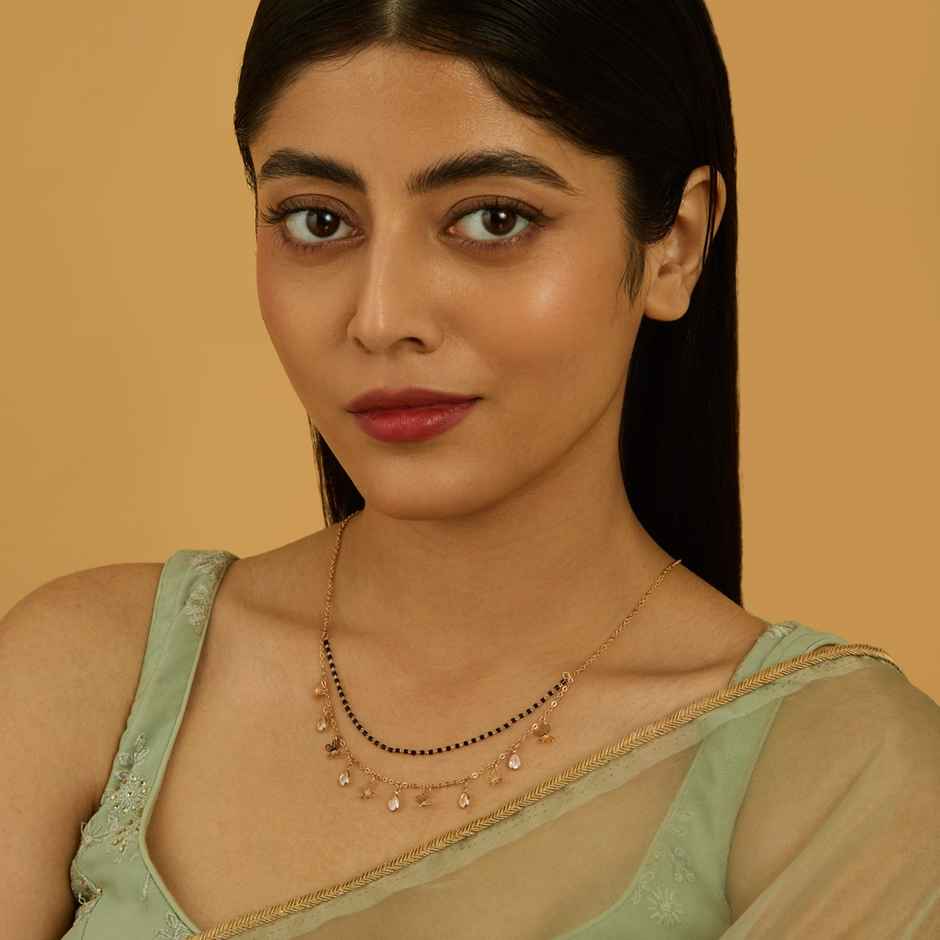 Kushal s Fashion Jewellery White Gold-Plated Zircon Trendy Mangalsutra | 441319