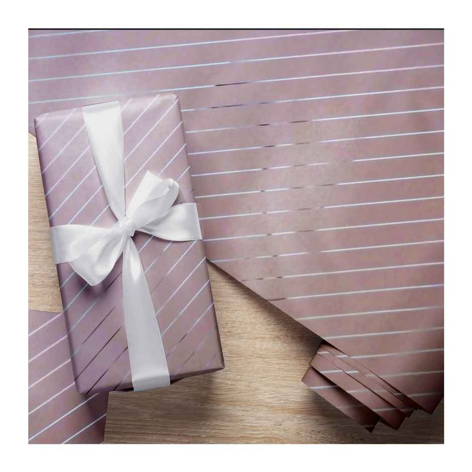 Paperpep Diagonal Lines Print | Plastic Gift Wrapping Papers | Pink | 19.75 x 27.5 in