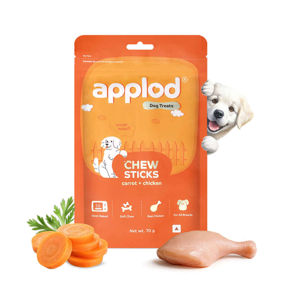 Applod Carrot & Chicken Chew Sticks Dog Treat | For Puppy & Adult | Suitable for all breeds