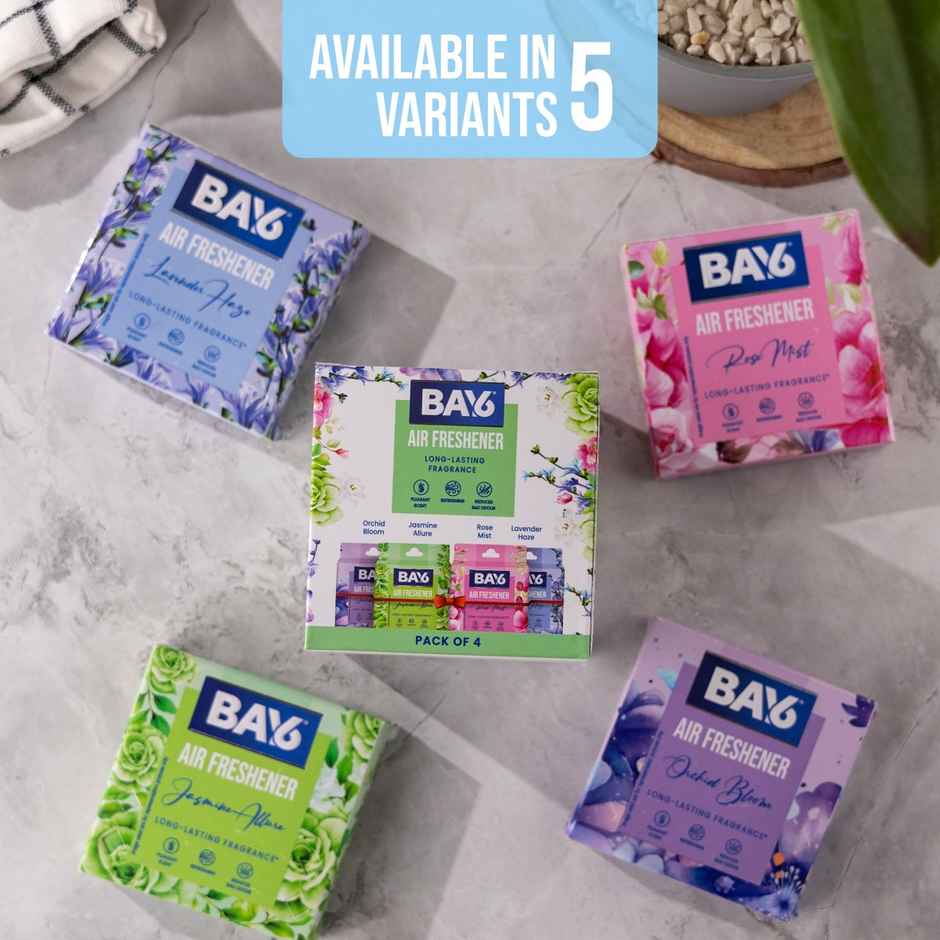 BAY6 Bathroom Air Freshener Blocks (Pack Of 4)- Orchid, Jasmine, Rose, Lavender - Long Lasting Fragrance