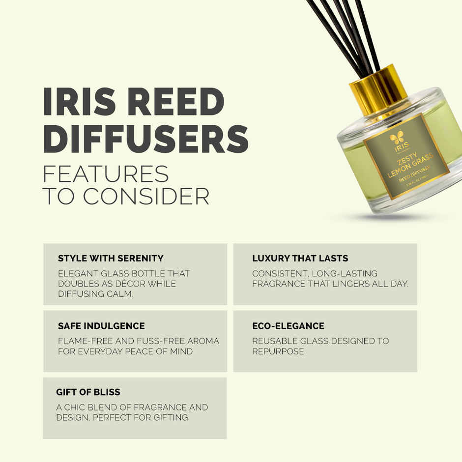 Iris Zesty Lemongrass Aroma Reed Diffuser Set
