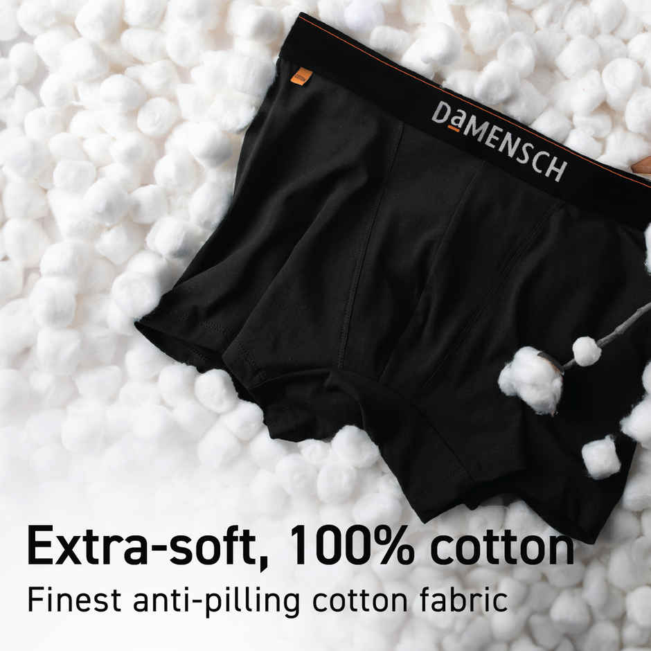 DaMENSCH Men's Premium Cotton Trunks | Black and Charcoal - XL