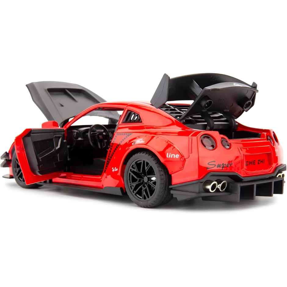 Toyshine 1:24 Die Cast Super Speed Car with Music, Booster Spray & Pull Back for Kids 3+ (Red)