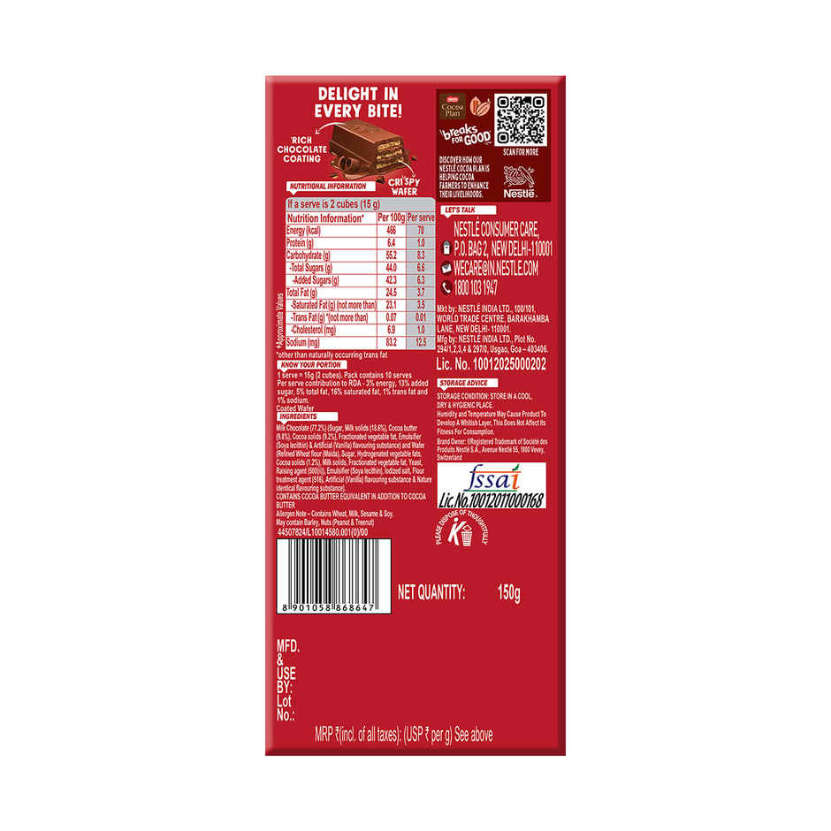 Nestle KitKat Delights Rich Choco Coated Wafer Chocolate Bar