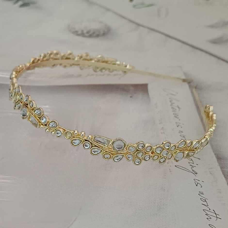 Hairband Stone And Moti Gold