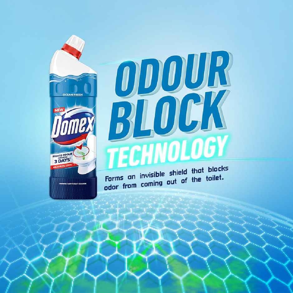 Domex Ocean Fresh Toilet Cleaner | Fights Odour for Upto 3 Days