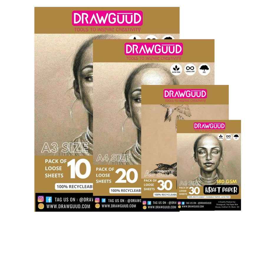 Drawguud Kraft Paper 180Gsm A4 8.3X11.7 In Pack Of 20
