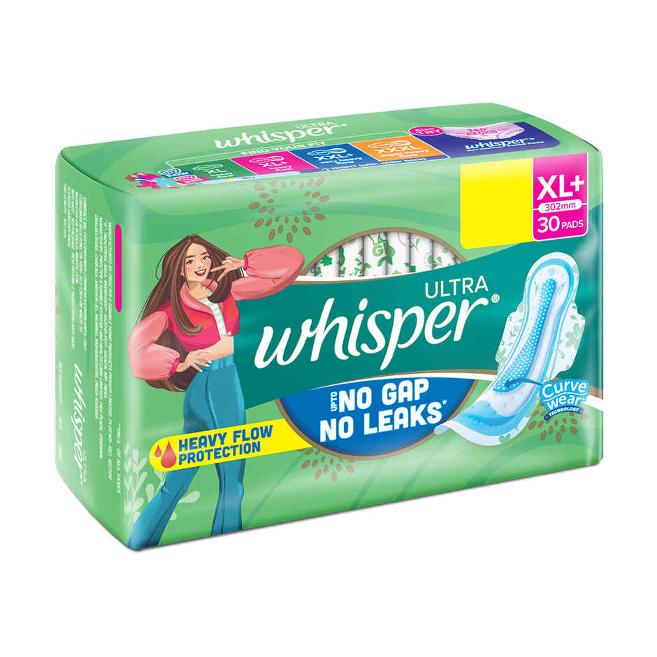 Whisper Ultra Upto No Gap No Leaks Sanitary Pads | XL+ Pads  (Based on P&G Technical Data)