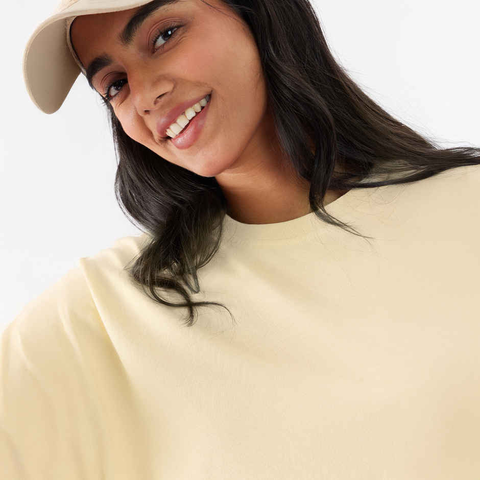 The Souled Store Women's Solids Off-White Oversized T-shirt | Off White - L