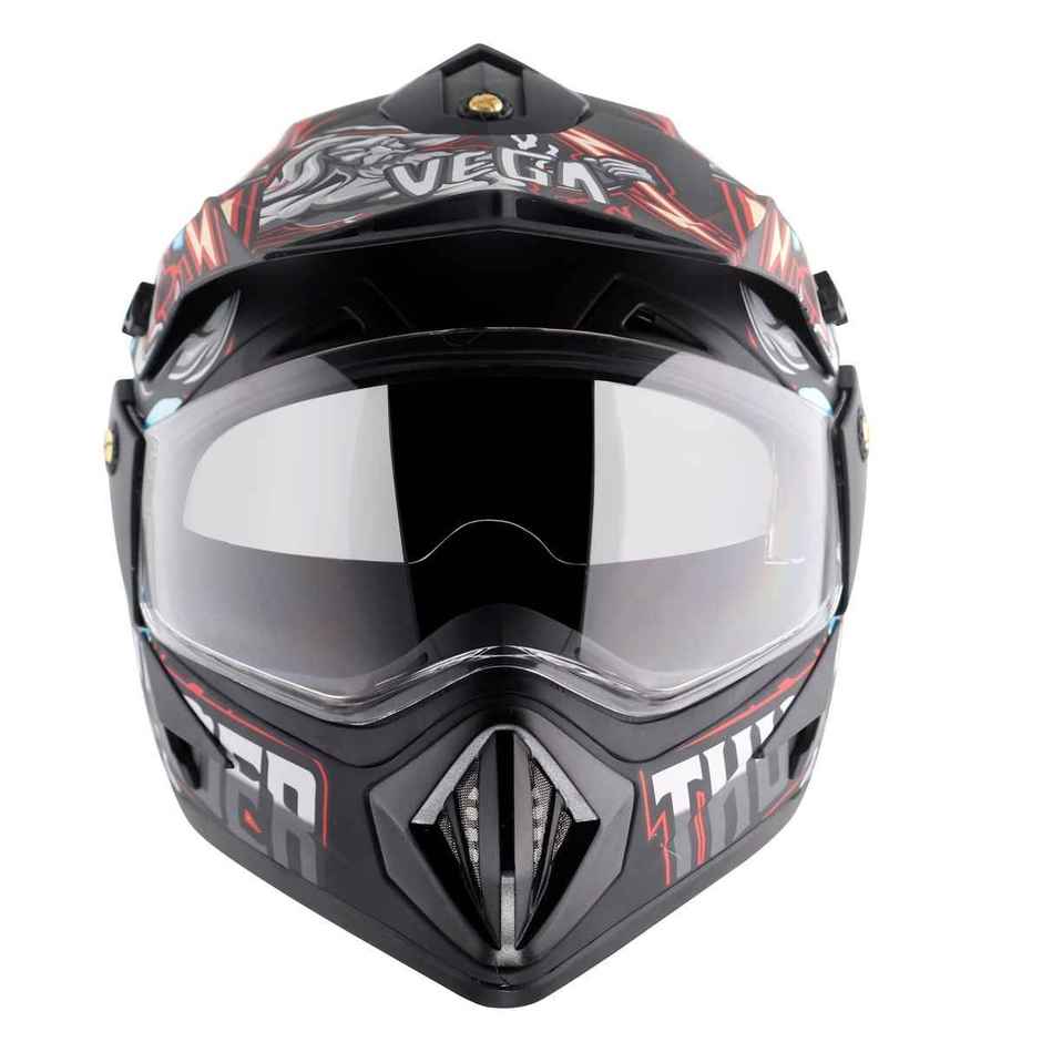 Vega Off Road D/V Thunder Lightweight Full Helmet- Dull Black Red - M