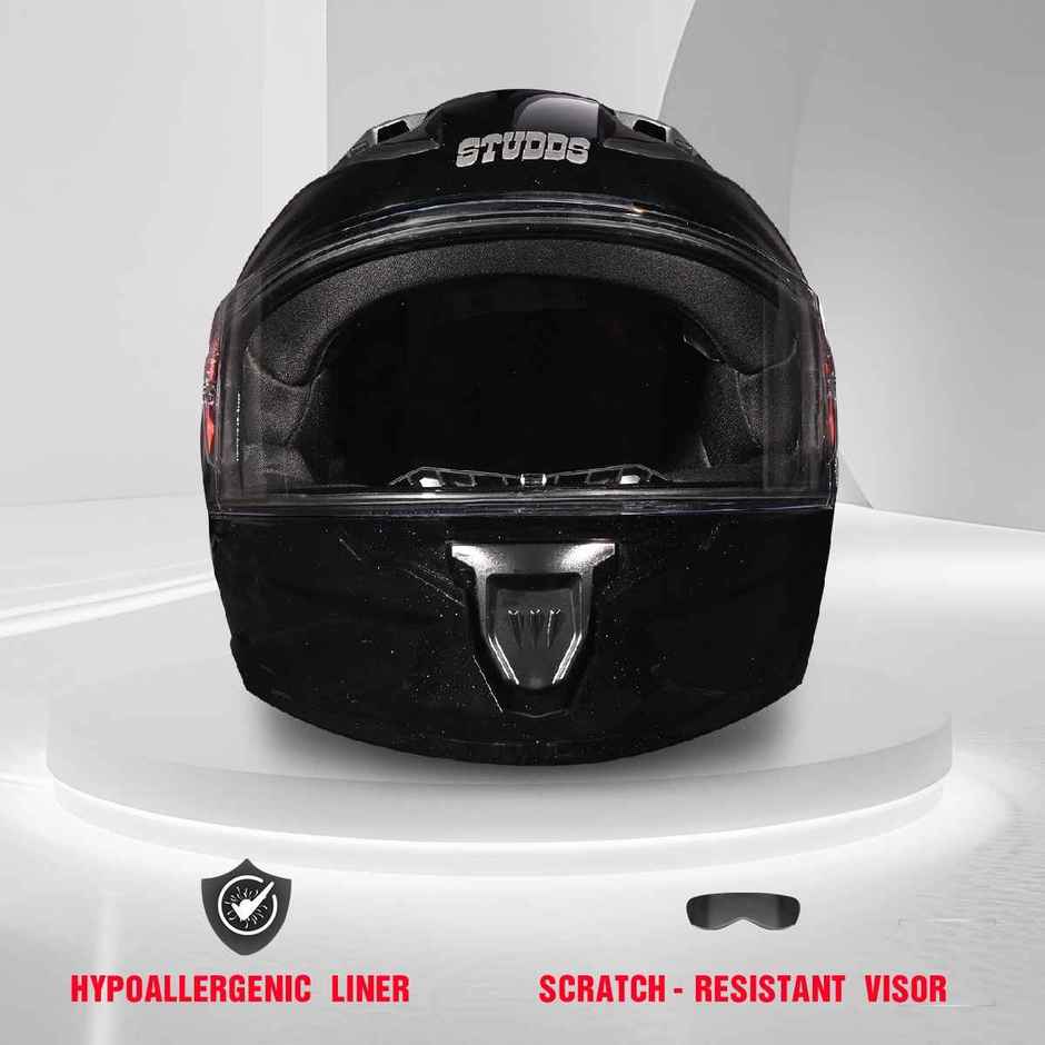 Studds Raider Super Isi Certified Full Face Helmet For Men And Women With Spoiler Visor (Black - M)