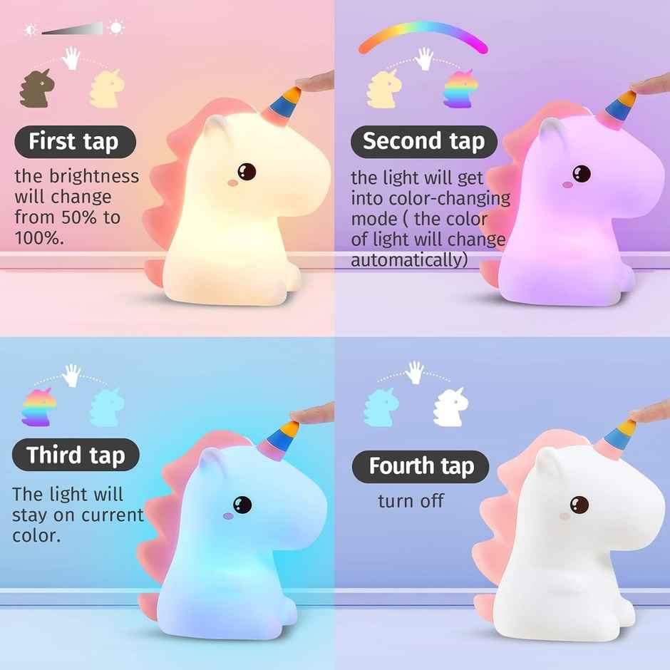 Desidiya Unicorn Night Light Rechargeable 3 W Lamp (Multicolor)