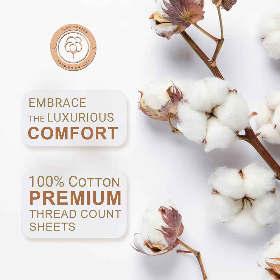 Boutique Living Nature Bouqute 100% Cotton 300 TC Scented King Bedsheet with 2 Pillow Covers (Green Apple Fragrance)