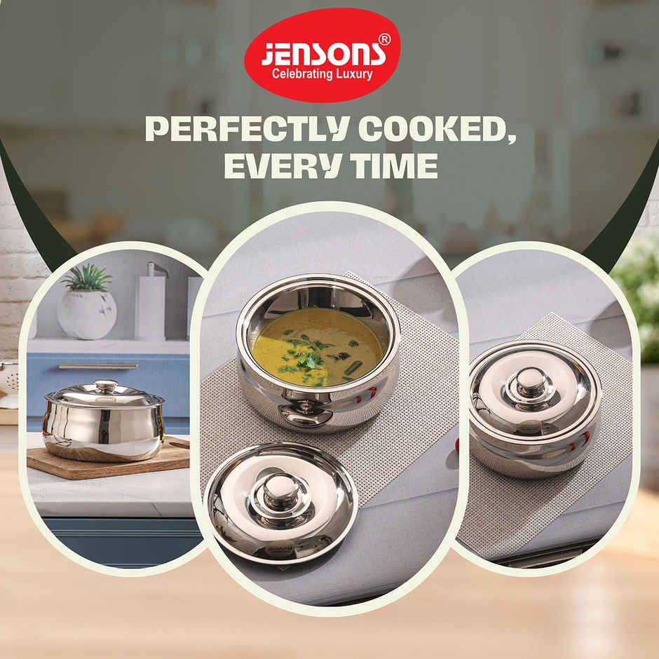 Jensons Stainless Steel Trendy Belly Casserole 2100 ml