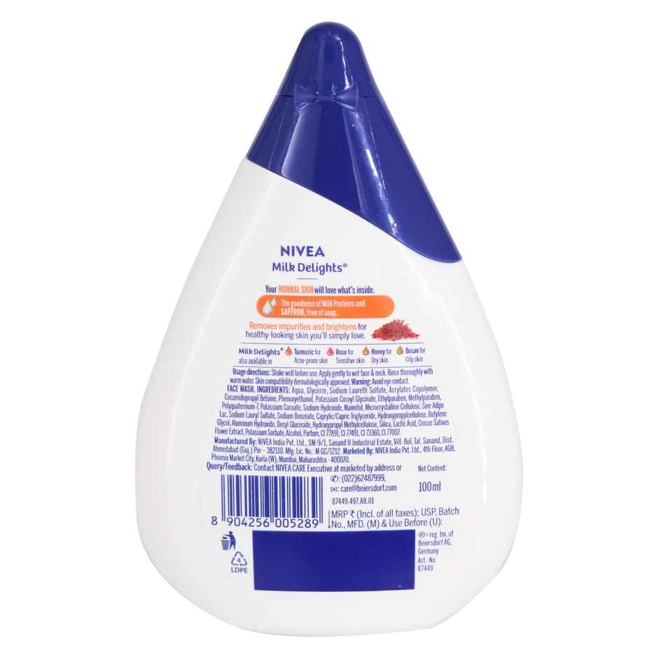 Nivea Face Wash For Normal Skin Milk Delights Saffron