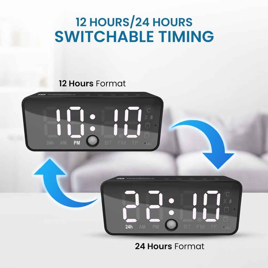 Portronics Pixel 4 5 W Portable Speaker - Digital Alarm Clock | Motion Sensor